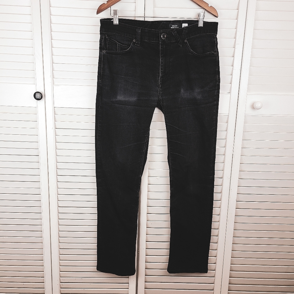 Volcom Black Solver Modern Straight Jeans Size 34
